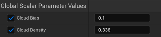 Cloud coverage settings in Unreal Editor