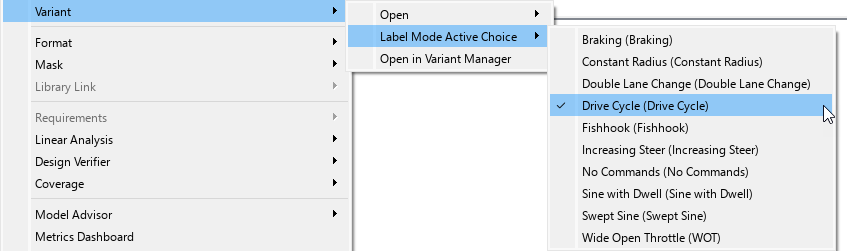 Reference generator variant set to drive cycle