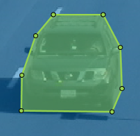 Vehicle with polygon label in green