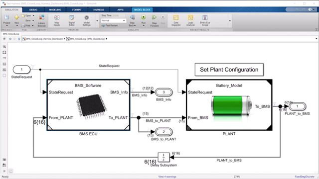 Learn how to use Simulink to model and test components and subsystems of a battery management system (BMS). 
